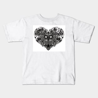 Black flower heart Kids T-Shirt